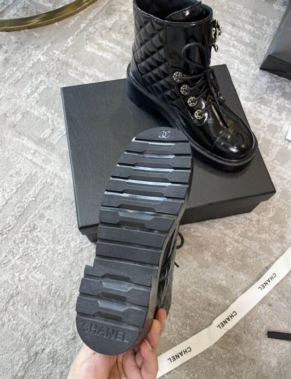 Chanel Women's Lace- Ups Bright Black For Women 1.5in/ 4cm