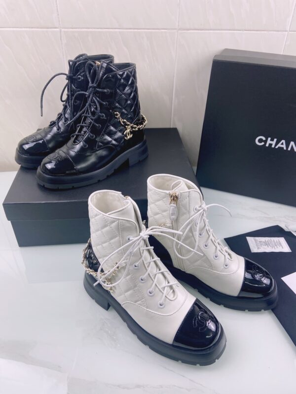 Chanel Women's Lace- Ups White And Black For Women 1.6in/4cm