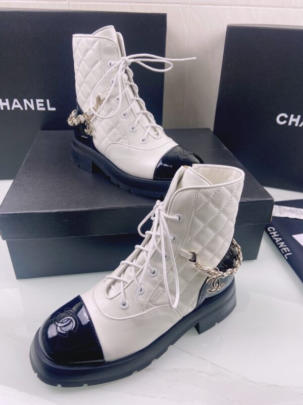 Chanel Women's Lace- Ups White And Black For Women 1.6in/4cm