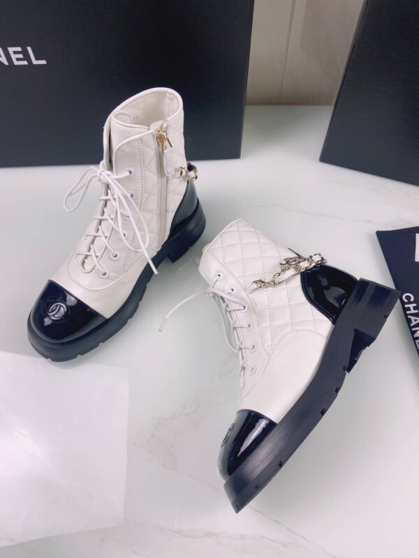 Chanel Women's Lace- Ups White And Black For Women 1.6in/4cm