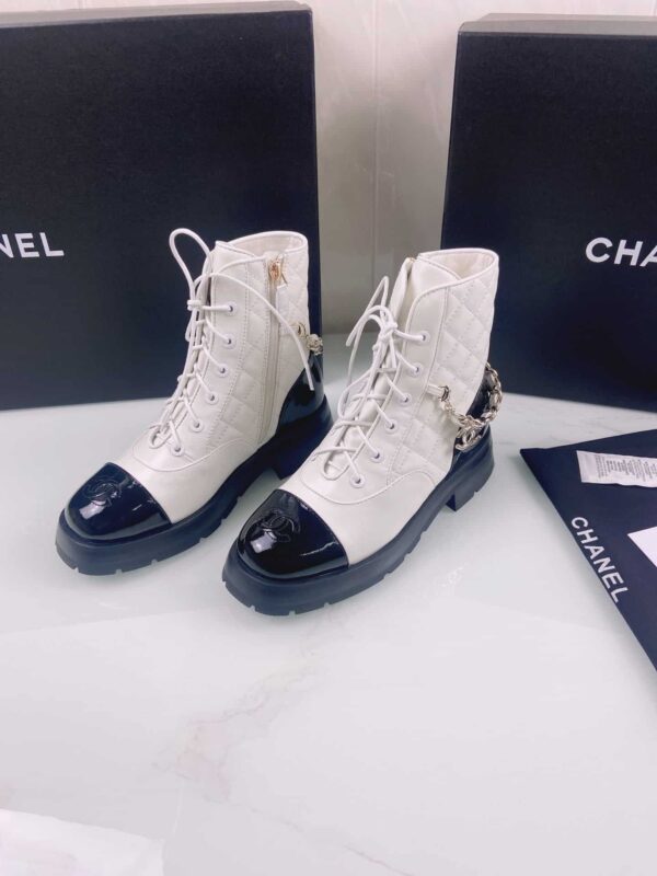 Chanel Women's Lace- Ups White And Black For Women 1.6in/4cm