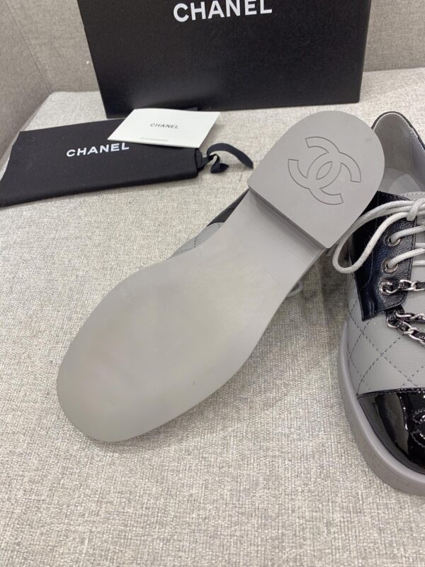 Chanel Women's Lace- Ups With Gold Chain Black And Grey For Women 1.6in/4cm