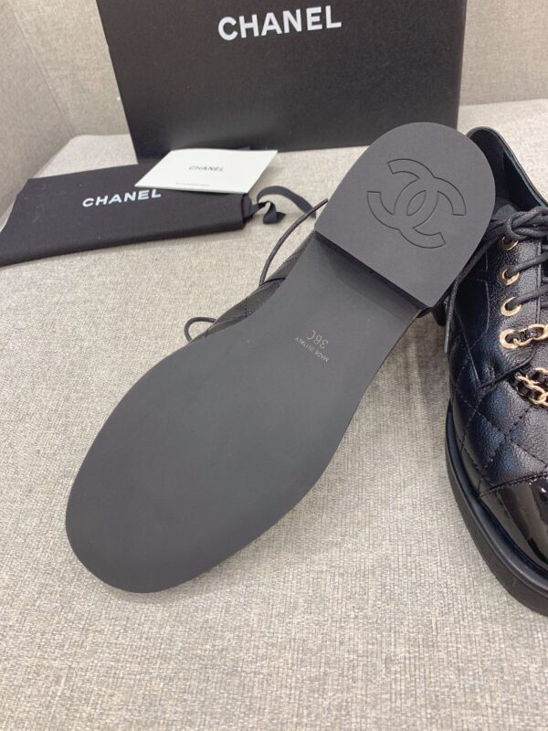 Chanel Women's Lace- Ups With Gold Chain Black For Women 1.6in/4cm