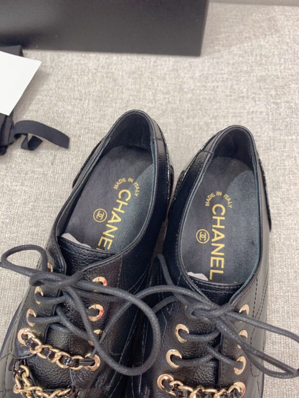 Chanel Women's Lace- Ups With Gold Chain Black For Women 1.6in/4cm