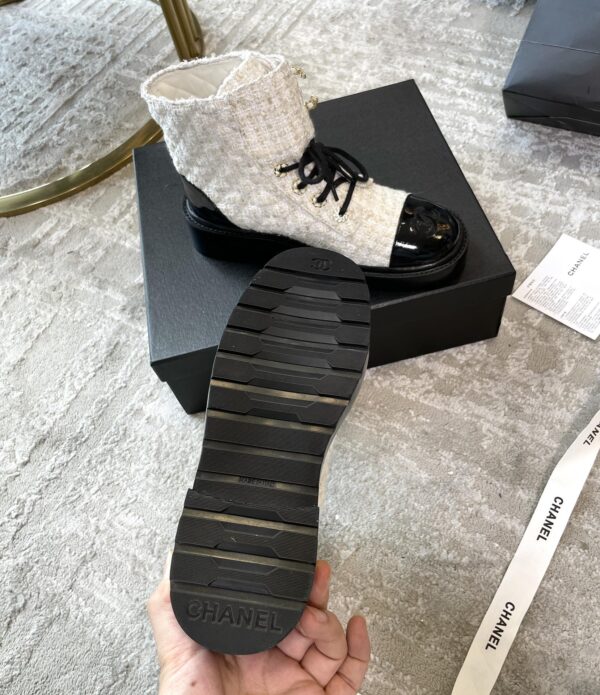 Chanel Women's Lace- Ups Wool Fabric White For Women 1.5in/ 4cm