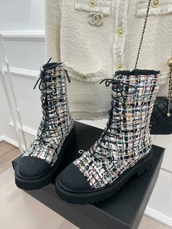 Chanel Women's Martin Shoes With Laces Black For Women 2in/ 5cm