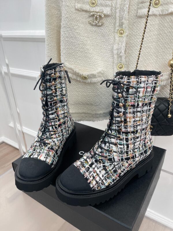 Chanel Women's Martin Shoes With Laces Black For Women 2in/ 5cm