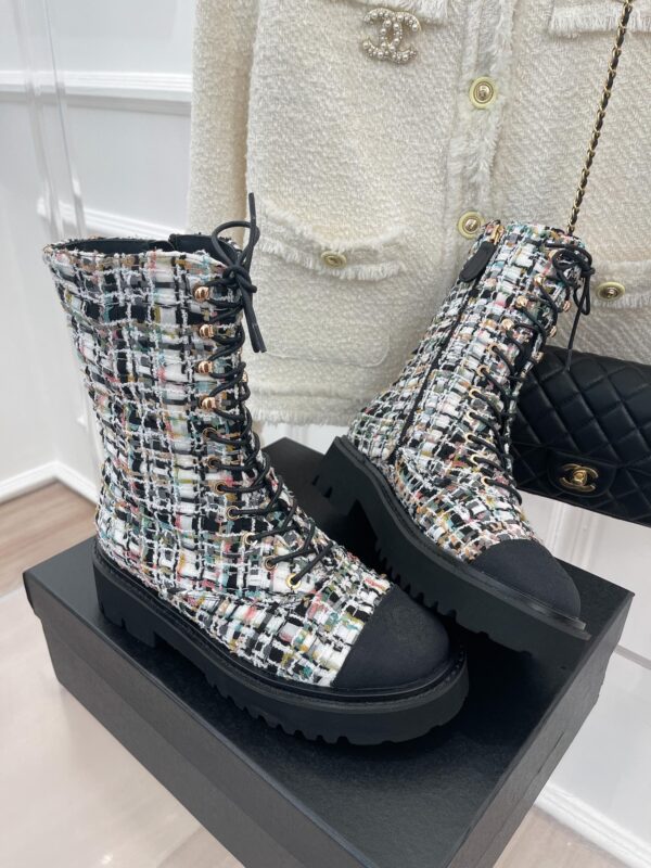 Chanel Women's Martin Shoes With Laces Black For Women 2in/ 5cm
