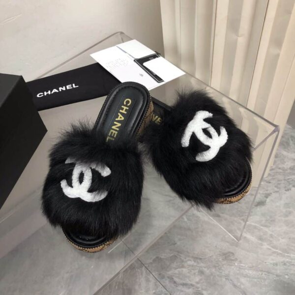 Chanel Women's Mules Black For Women 1.4in/3.5cm G39357 X56716 K4791