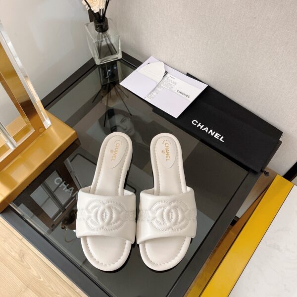Chanel Women's Mules With Embossed Chanel Logo White For Women