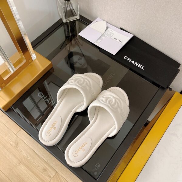Chanel Women's Mules With Embossed Chanel Logo White For Women