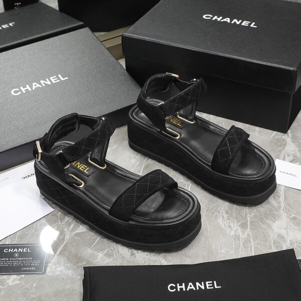 Chanel Women's Sandals Black For Women 2in/5cm G39143 Y55894 94305