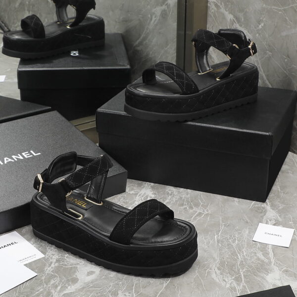 Chanel Women's Sandals Black For Women 2in/5cm G39143 Y55894 94305