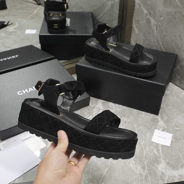 Chanel Women's Sandals Black For Women 2in/5cm G39143 Y55894 94305