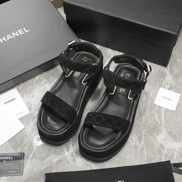 Chanel Women's Sandals Black For Women 2in/5cm G39143 Y55894 94305