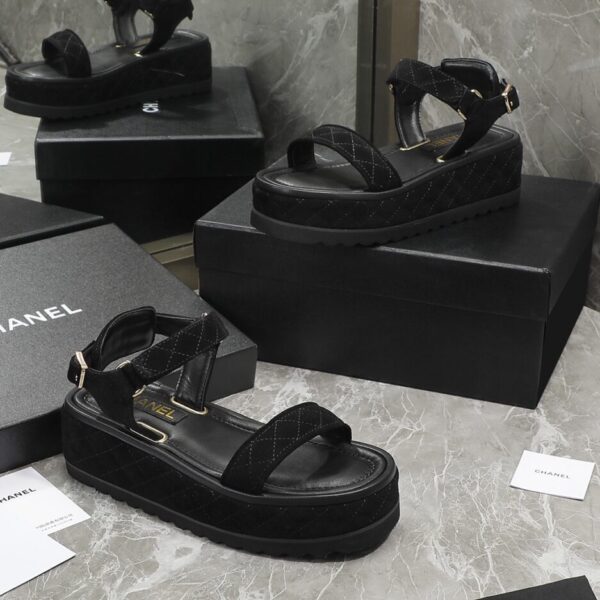 Chanel Women's Sandals Black For Women 2in/5cm G39143 Y55894 94305