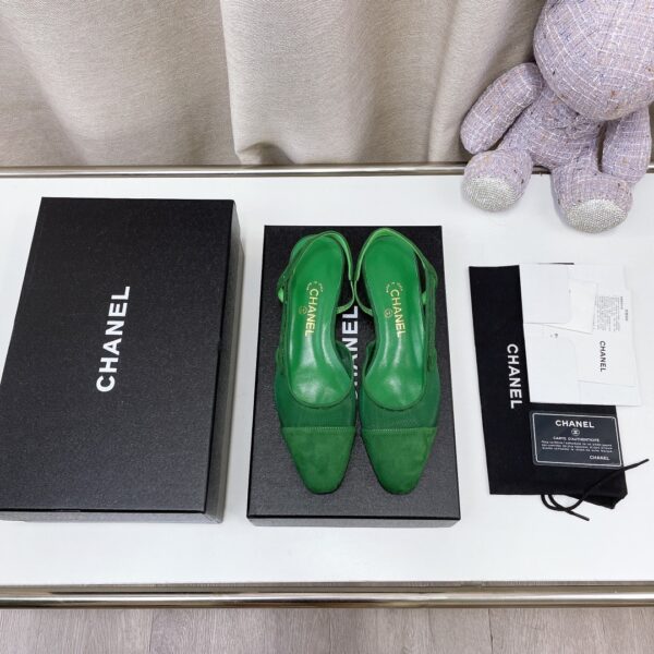 Chanel Women's Slingbacks With Mesh Green For Women 0.8in/2cm