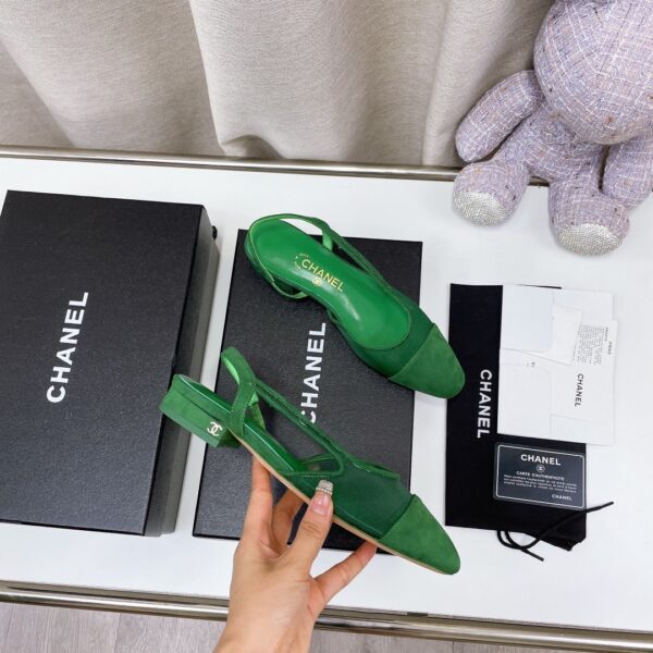 Chanel Women's Slingbacks With Mesh Green For Women 0.8in/2cm