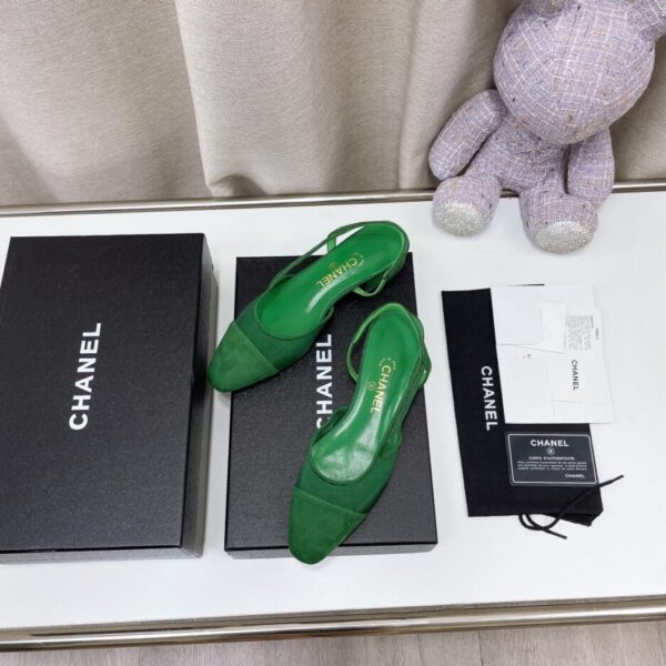 Chanel Women's Slingbacks With Mesh Green For Women 0.8in/2cm