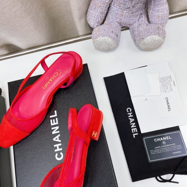 Chanel Women's Slingbacks With Mesh Red For Women 0.8in/2cm
