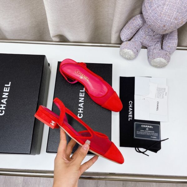 Chanel Women's Slingbacks With Mesh Red For Women 0.8in/2cm