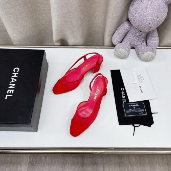 Chanel Women's Slingbacks With Mesh Red For Women 2.7in/7cm