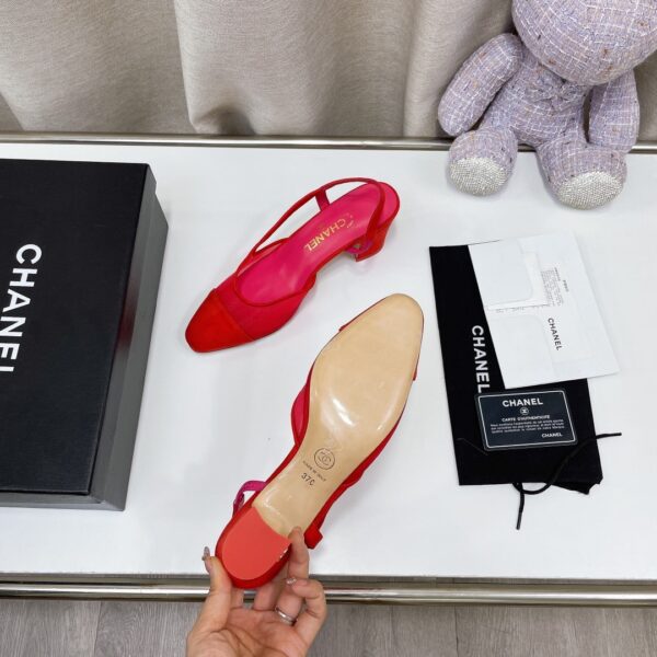 Chanel Women's Slingbacks With Mesh Red For Women 2.7in/7cm