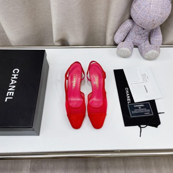 Chanel Women's Slingbacks With Mesh Red For Women 2.7in/7cm