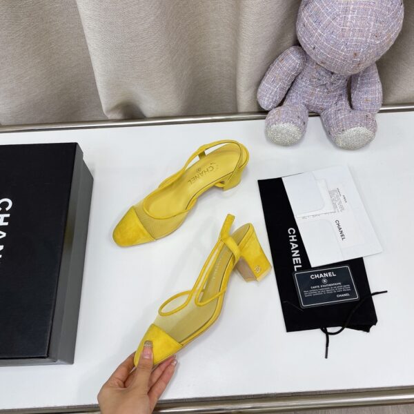 Chanel Women's Slingbacks With Mesh Yellow For Women 2.7in/7cm