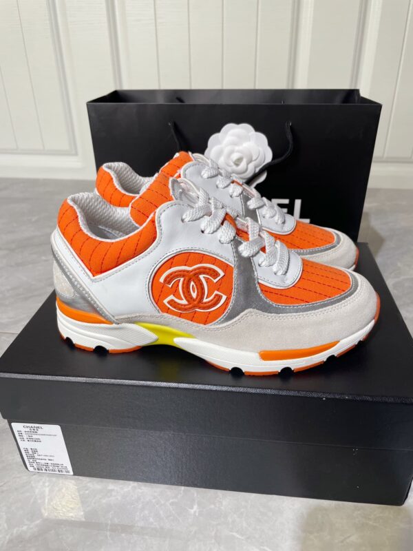 Chanel Women's Sneakers In Fabric Orange For Women