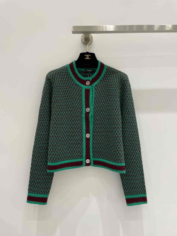 Chanel Wool Cardigan Green For Women