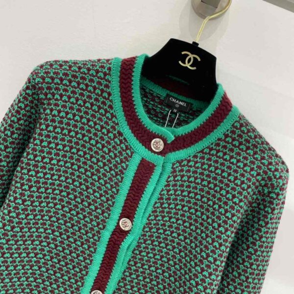 Chanel Wool Cardigan Green For Women