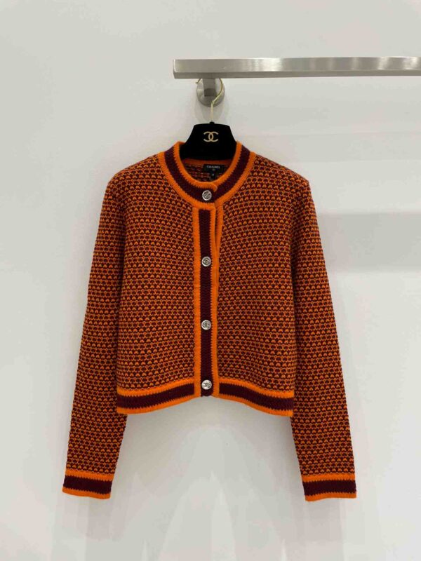 Chanel Wool Cardigan Orange For Women