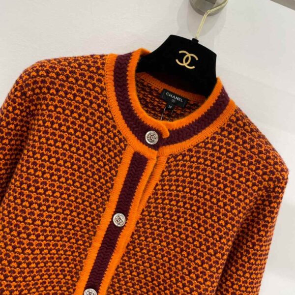 Chanel Wool Cardigan Orange For Women
