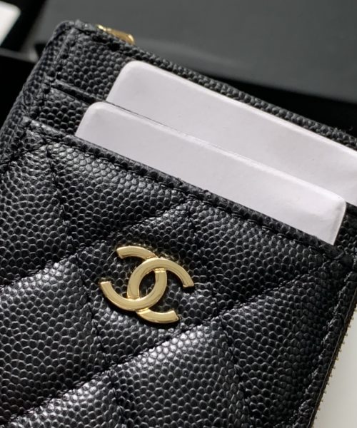 1:1 Replica Chanel Zipped Coin Purse Black Bag For Women 10.9cm/4.3in