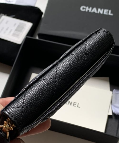 1:1 Replica Chanel Zipped Coin Purse Black Bag For Women 10.9cm/4.3in
