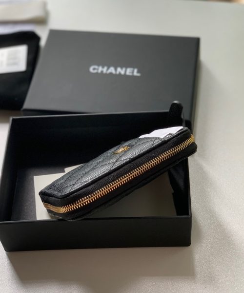 1:1 Replica Chanel Zipped Coin Purse Black Bag For Women 10.9cm/4.3in