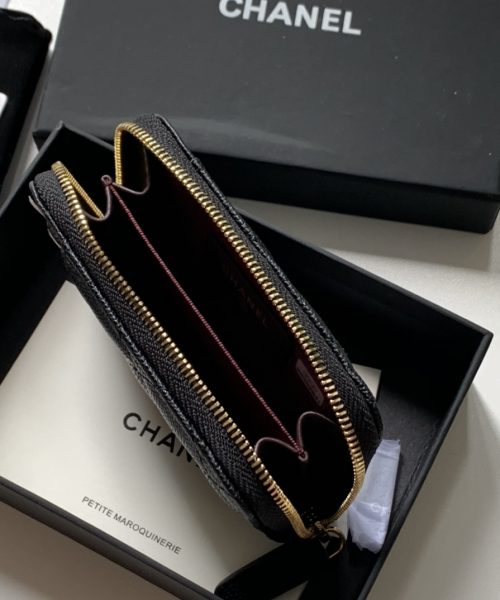 1:1 Replica Chanel Zipped Coin Purse Black Bag For Women 10.9cm/4.3in