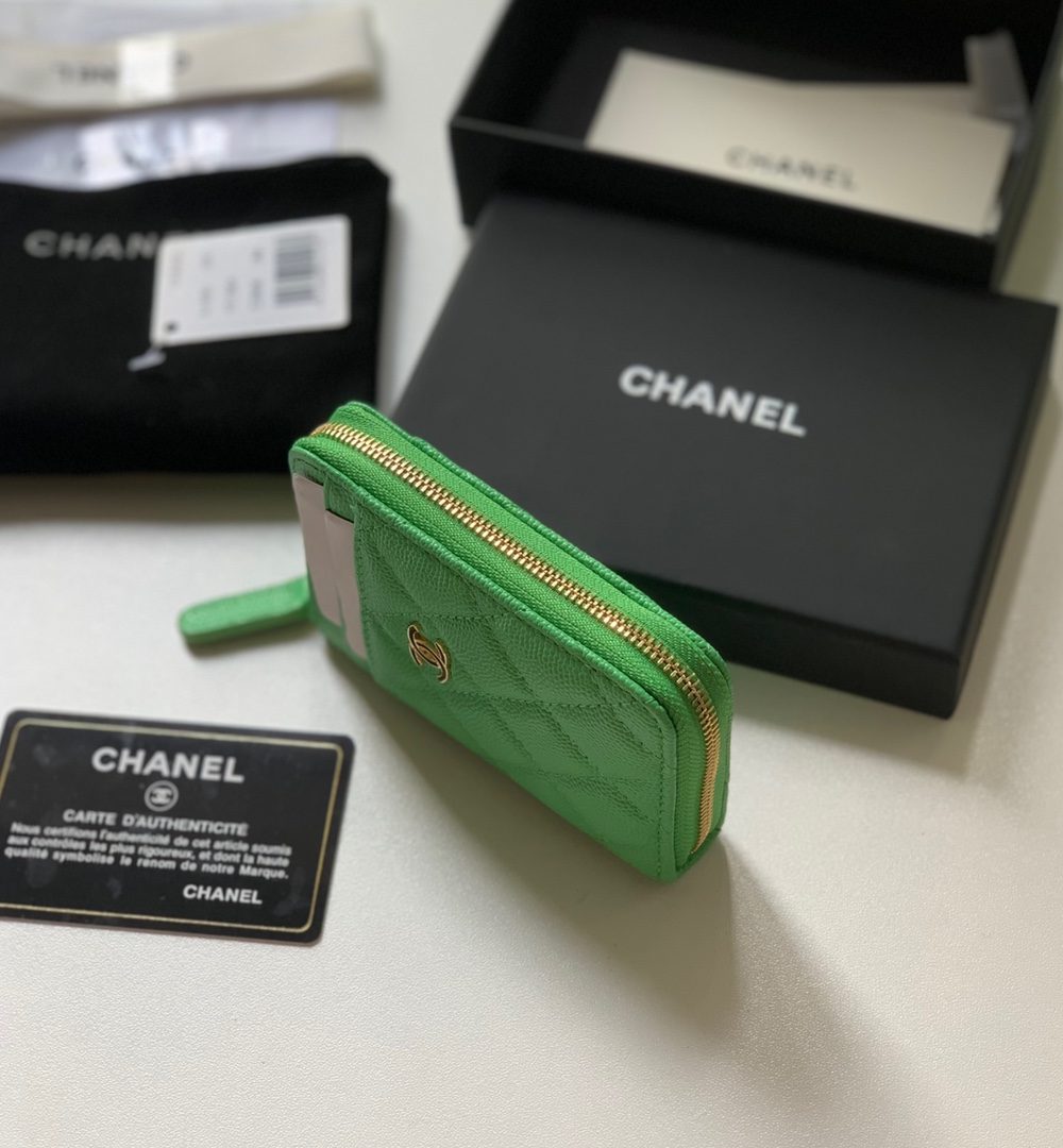 1:1 Replica Chanel Zipped Coin Purse Green Bag For Women 10.9cm/4.3in