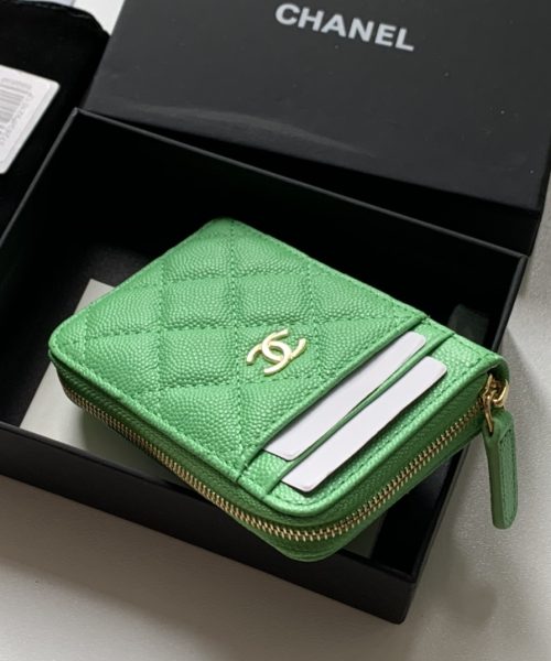 1:1 Replica Chanel Zipped Coin Purse Green Bag For Women 10.9cm/4.3in