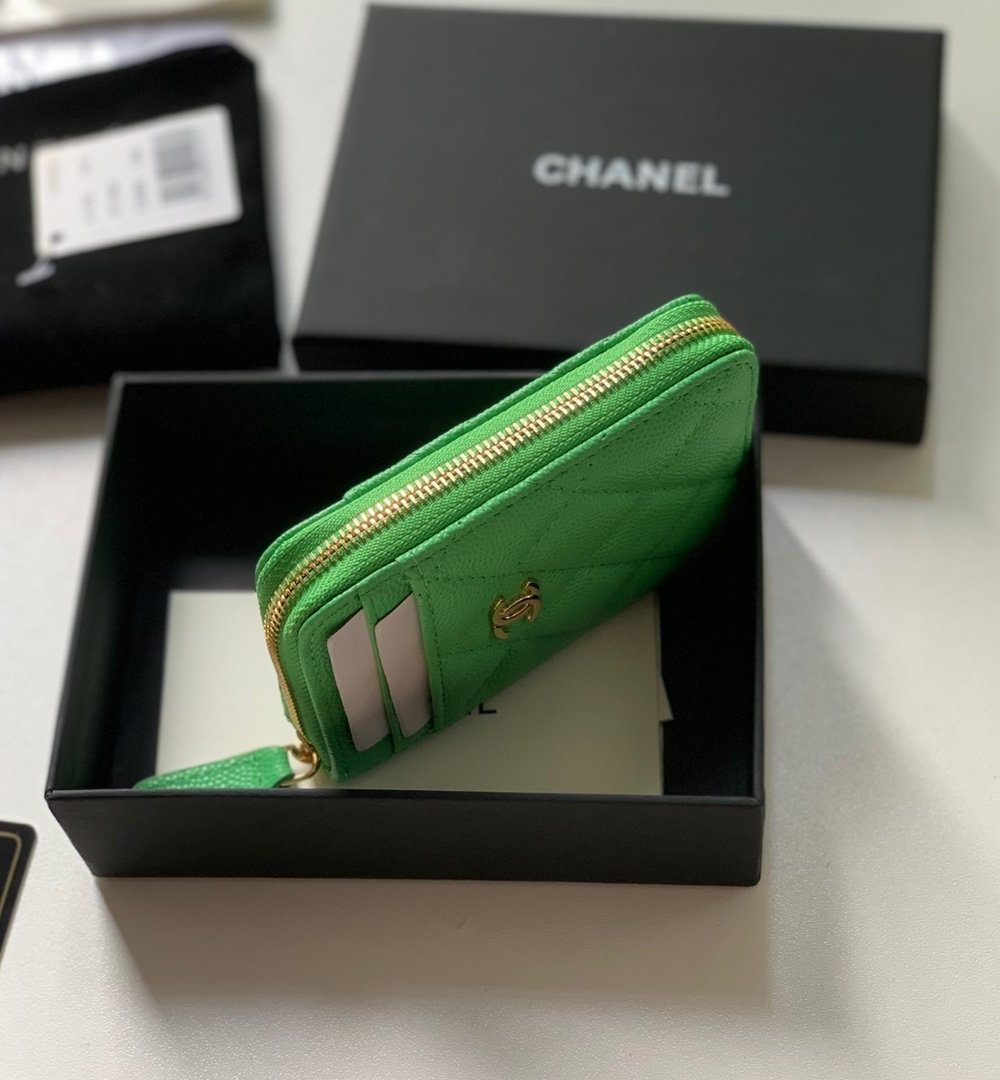 1:1 Replica Chanel Zipped Coin Purse Green Bag For Women 10.9cm/4.3in