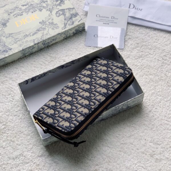 Christan Dior Zipped Long Wallet Beige and Black Dior Oblique Jacquard Women's Wallet 8in/20cm CD 2ESBC252YSE_H05E