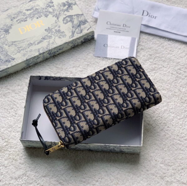Christan Dior Zipped Long Wallet Beige and Black Dior Oblique Jacquard Women's Wallet 8in/20cm CD 2ESBC252YSE_H05E