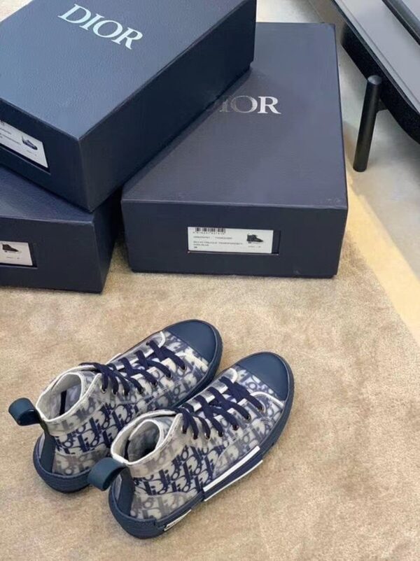 Christian Dior B23 High-Top Sneaker White/Blue Dior Oblique Canvas Blue For Women CD