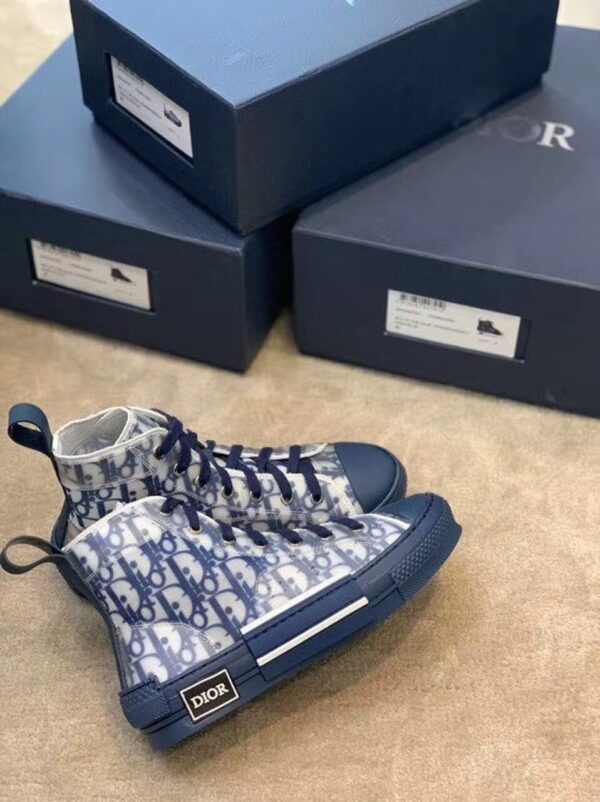 Christian Dior B23 High-Top Sneaker White/Blue Dior Oblique Canvas Blue For Women CD