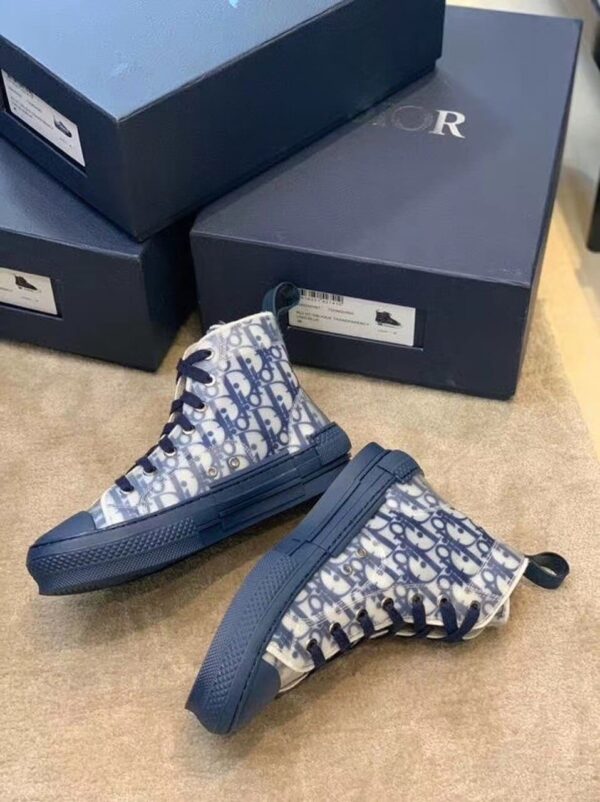 Christian Dior B23 High-Top Sneaker White/Blue Dior Oblique Canvas Blue For Women CD
