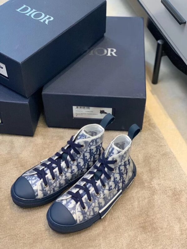 Christian Dior B23 High-Top Sneaker White/Blue Dior Oblique Canvas Blue For Women CD