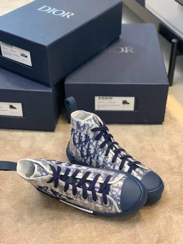 Christian Dior B23 High-Top Sneaker White/Blue Dior Oblique Canvas Blue For Women CD