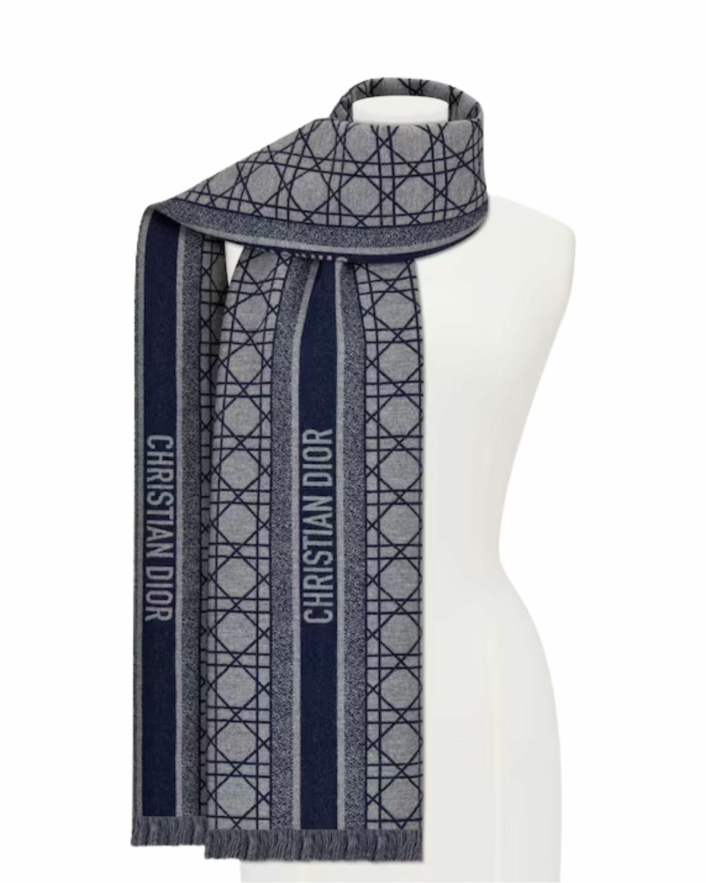 Christian Dior Cannage Scarf Navy Blue And Gray - 31CAN205I005_C532 