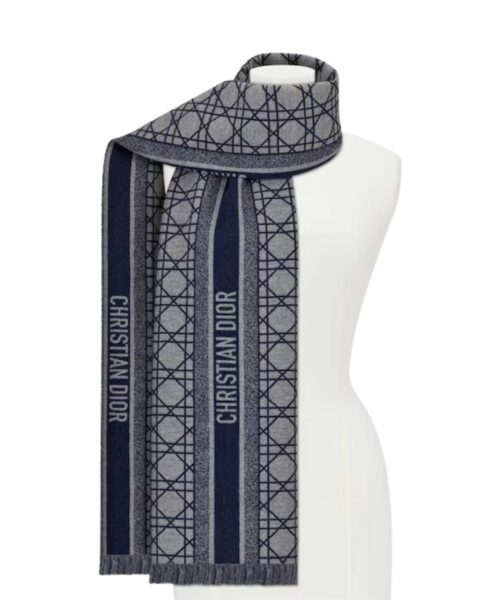 Christian Dior Cannage Scarf Navy Blue And Gray - 31CAN205I005_C532